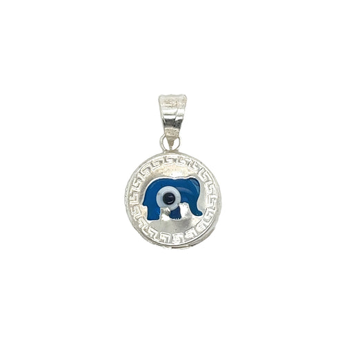 Sterling Silver Blue Evil Eye Elephant Pendant
