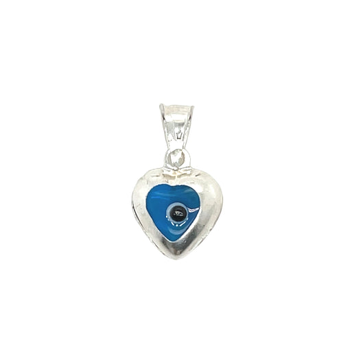 Sterling Silver Blue Evil Eye Heart Pendant