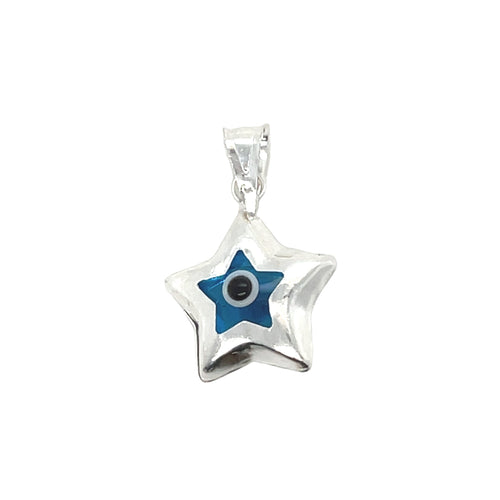 Sterling Silver Blue Evil Eye Star Pendant