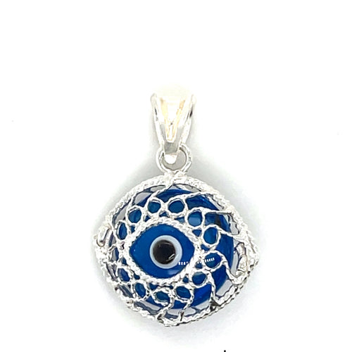 Sterling Silver Blue Evil Eye Pendant