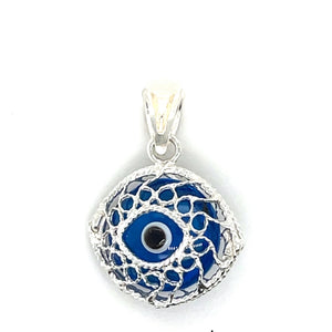 Sterling Silver Blue Evil Eye Pendant