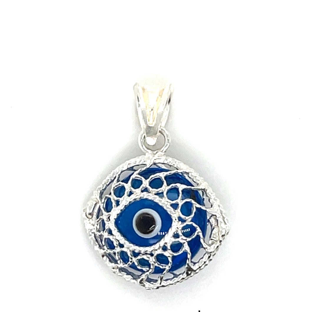 Sterling Silver Blue Evil Eye Pendant