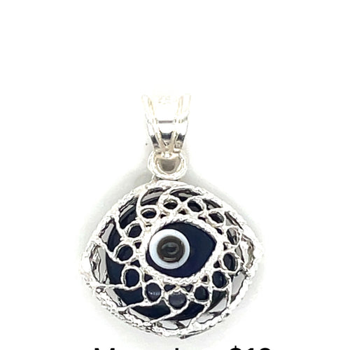 Sterling Silver Blue Evil Eye Pendant
