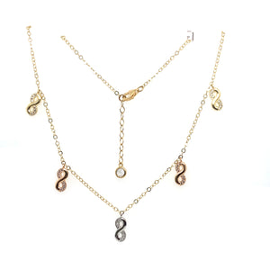 14k Tri Gold Infinity Necklace