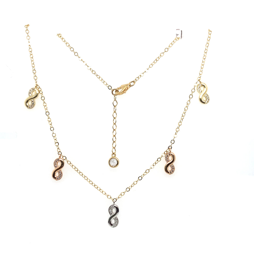 14k Tri Gold Infinity Necklace