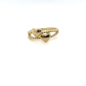 14k Gold Double Heart Ring
