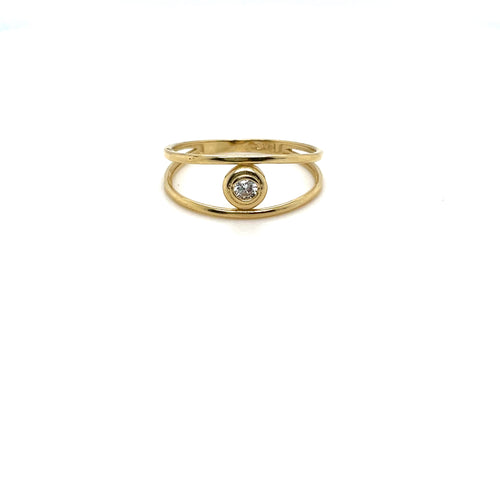 14k Gold Double Lines With Cubic Zirconia