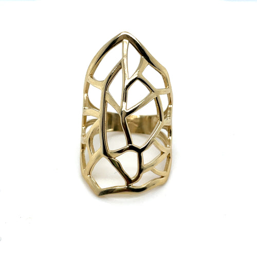 14k Gold Long Lines Ring