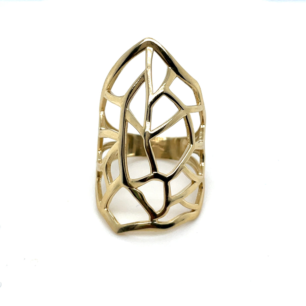 14k Gold Long Lines Ring