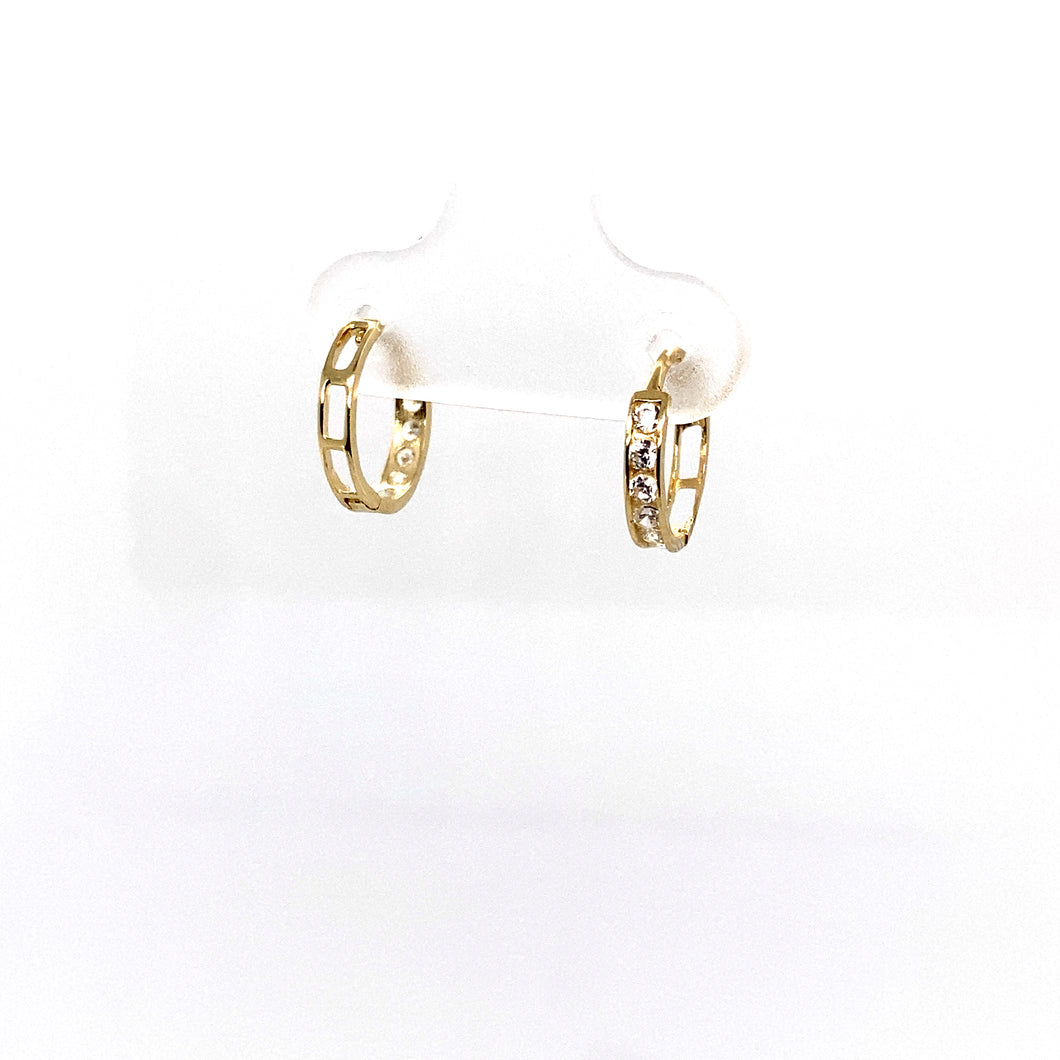 10k Gold Clear Cubic Zirconia Huggies