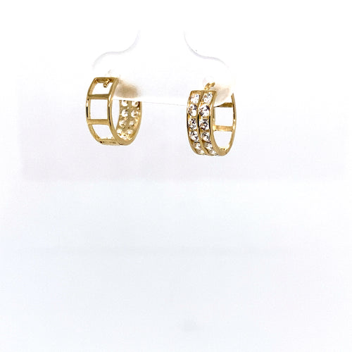 10k Gold Clear Cubic Zirconia Huggies