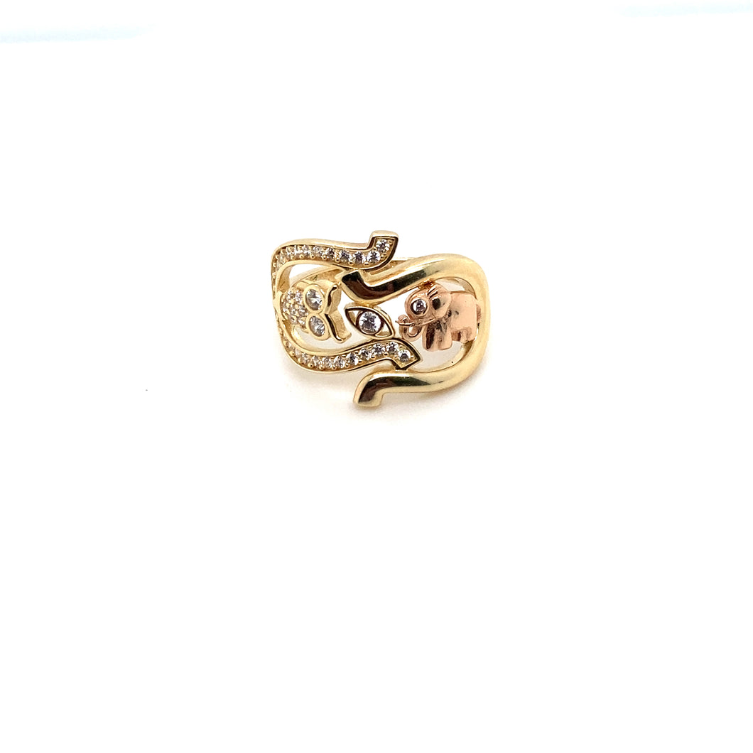 14k Gold Good Luck Symbols Ring