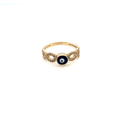 14k Gold Blue Evil Eye Ring