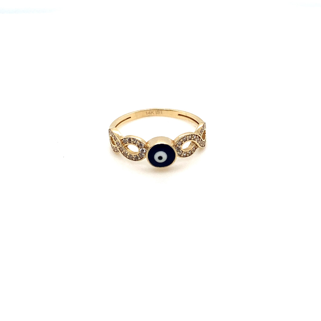 14k Gold Blue Evil Eye Ring