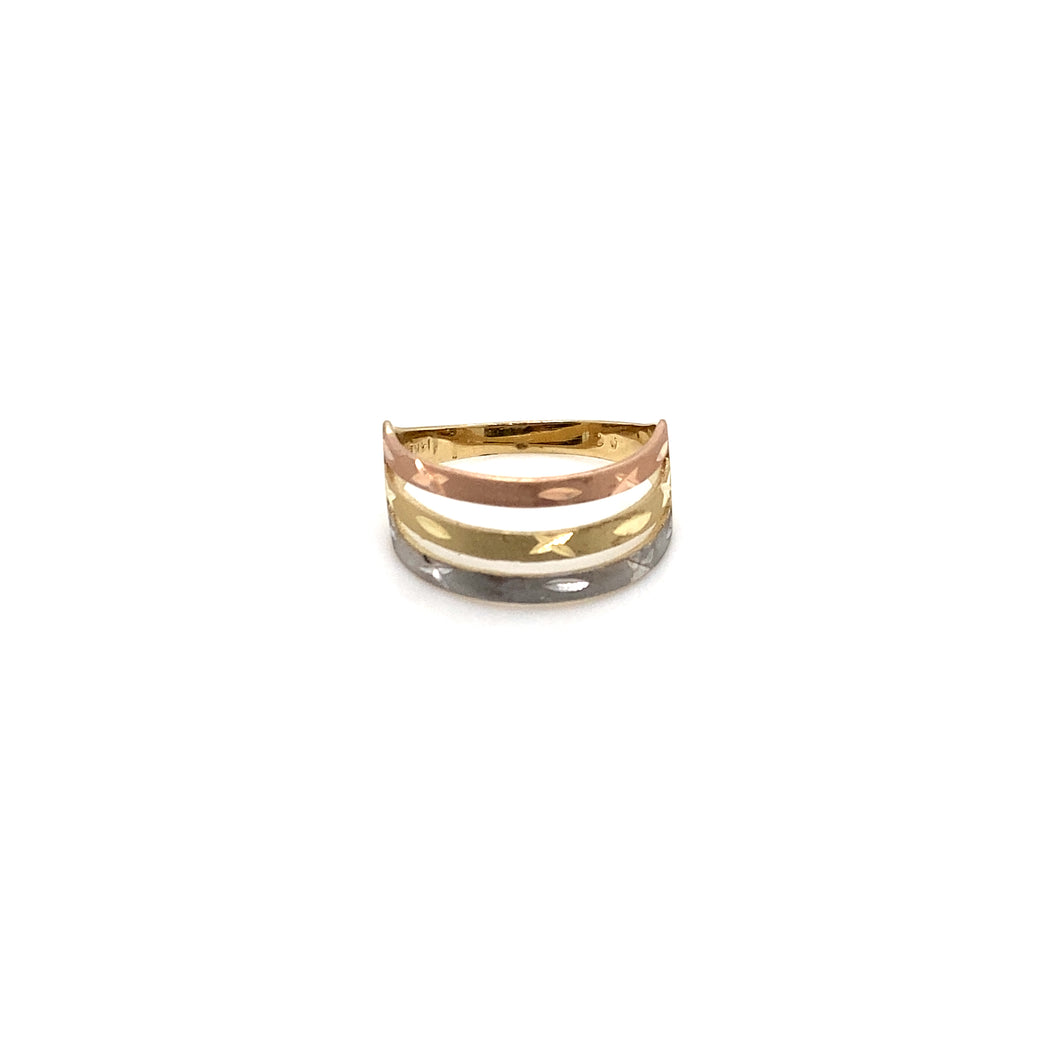 14k Tri Gold Line Ring