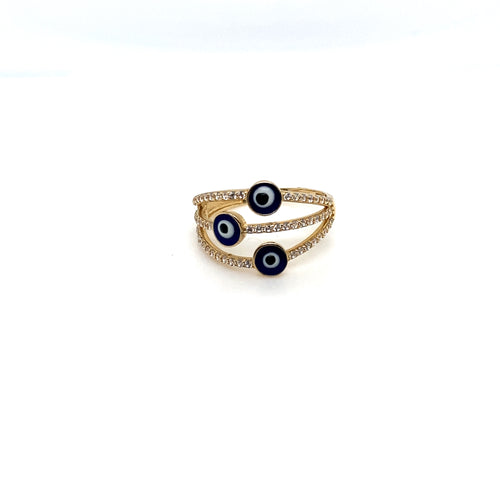 14k Gold Blue Evil Eye Ring