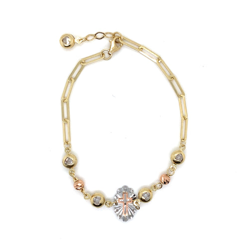 14k Gold Cross Bracelet