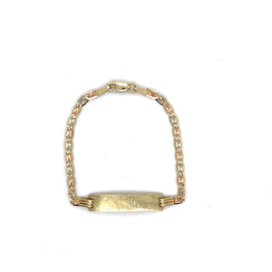 14k Tri Gold Valentino Link Kid ID Bracelet