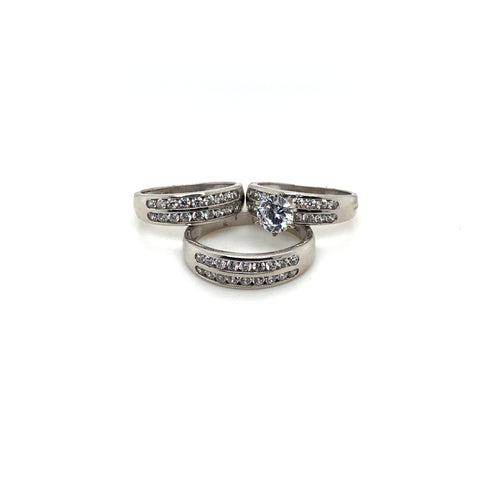 14k White Gold Wedding Bands Set