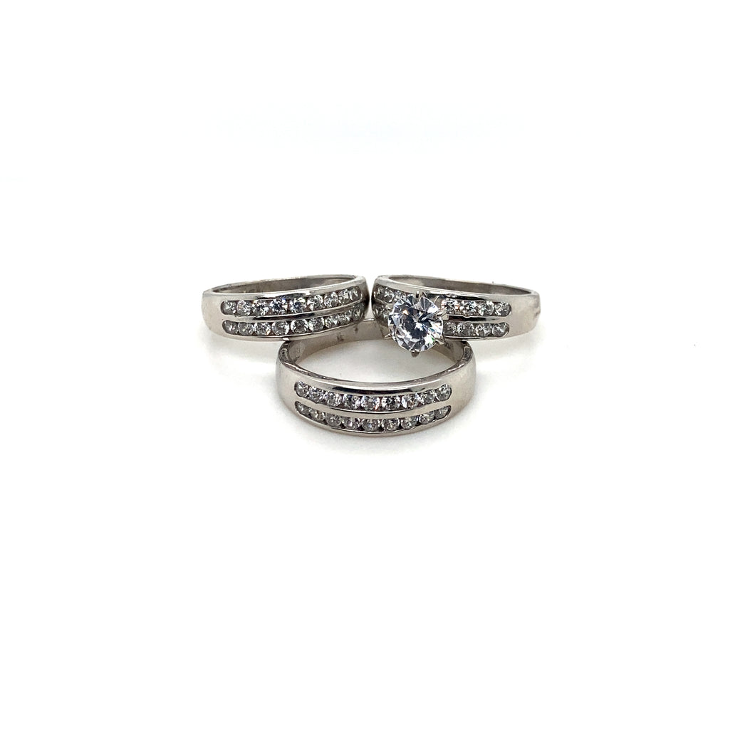 14k White Gold Wedding Bands Set