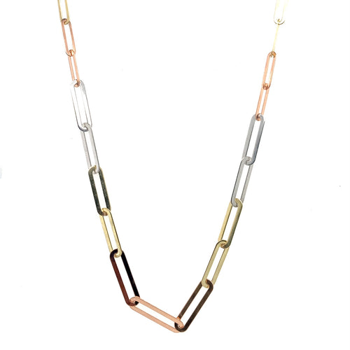 14k Tri Gold Staple Chain