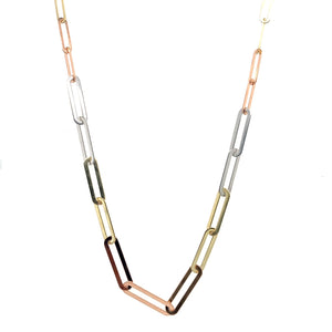 14k Tri Gold Staple Chain