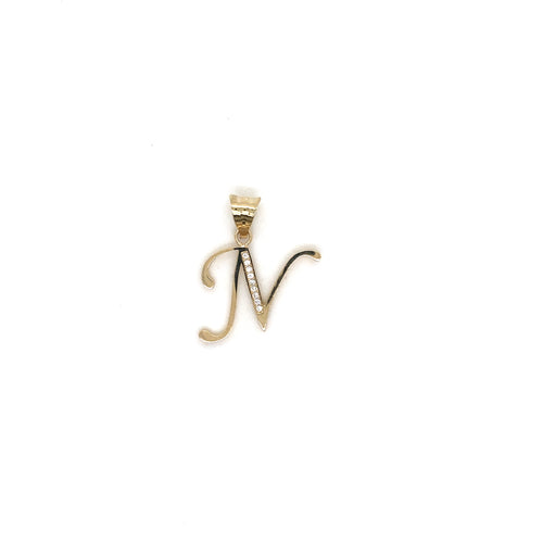 14k Gold Letter N Pendant