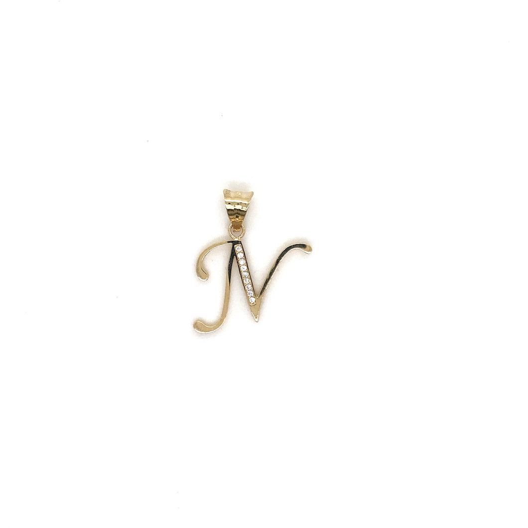 14k Gold Letter N Pendant