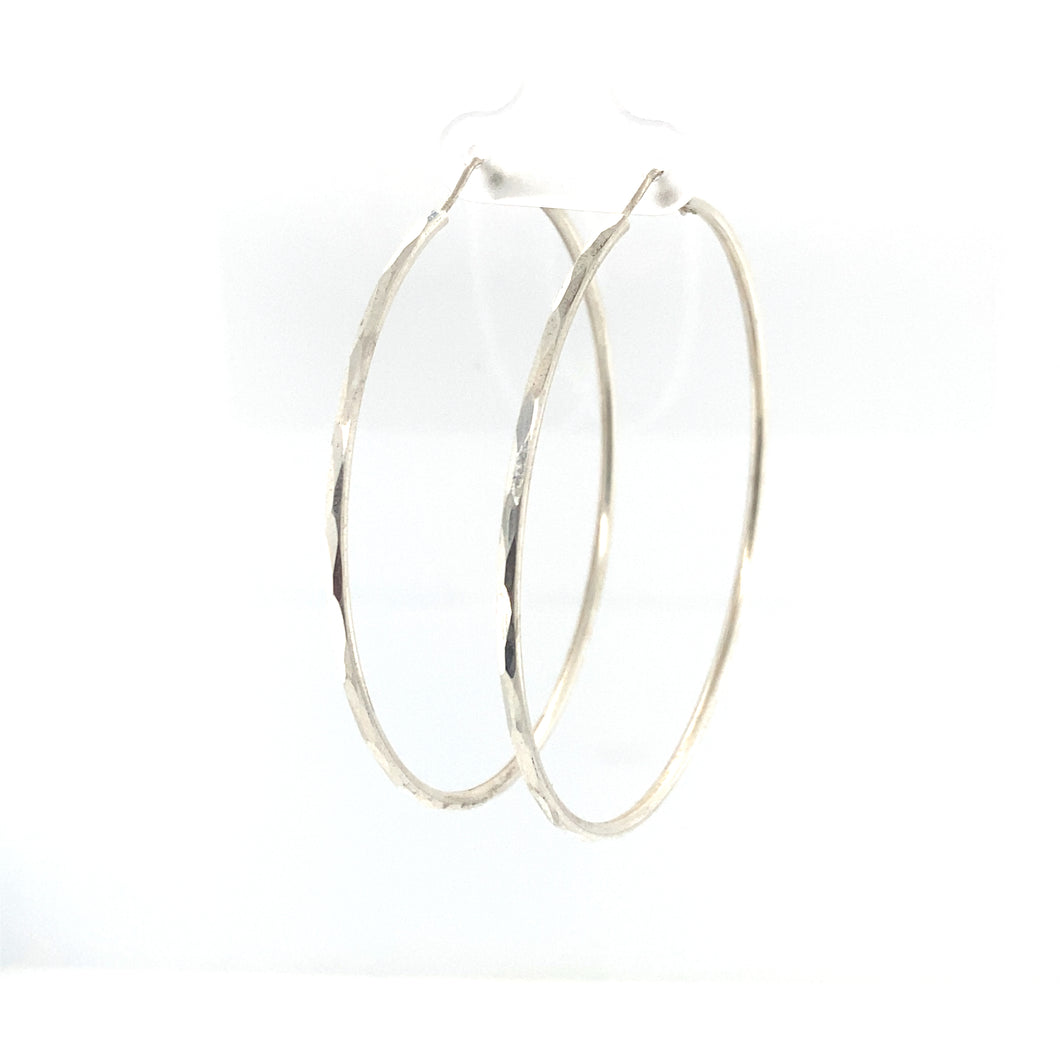 Sterling Silver Diamond Cut Hoops