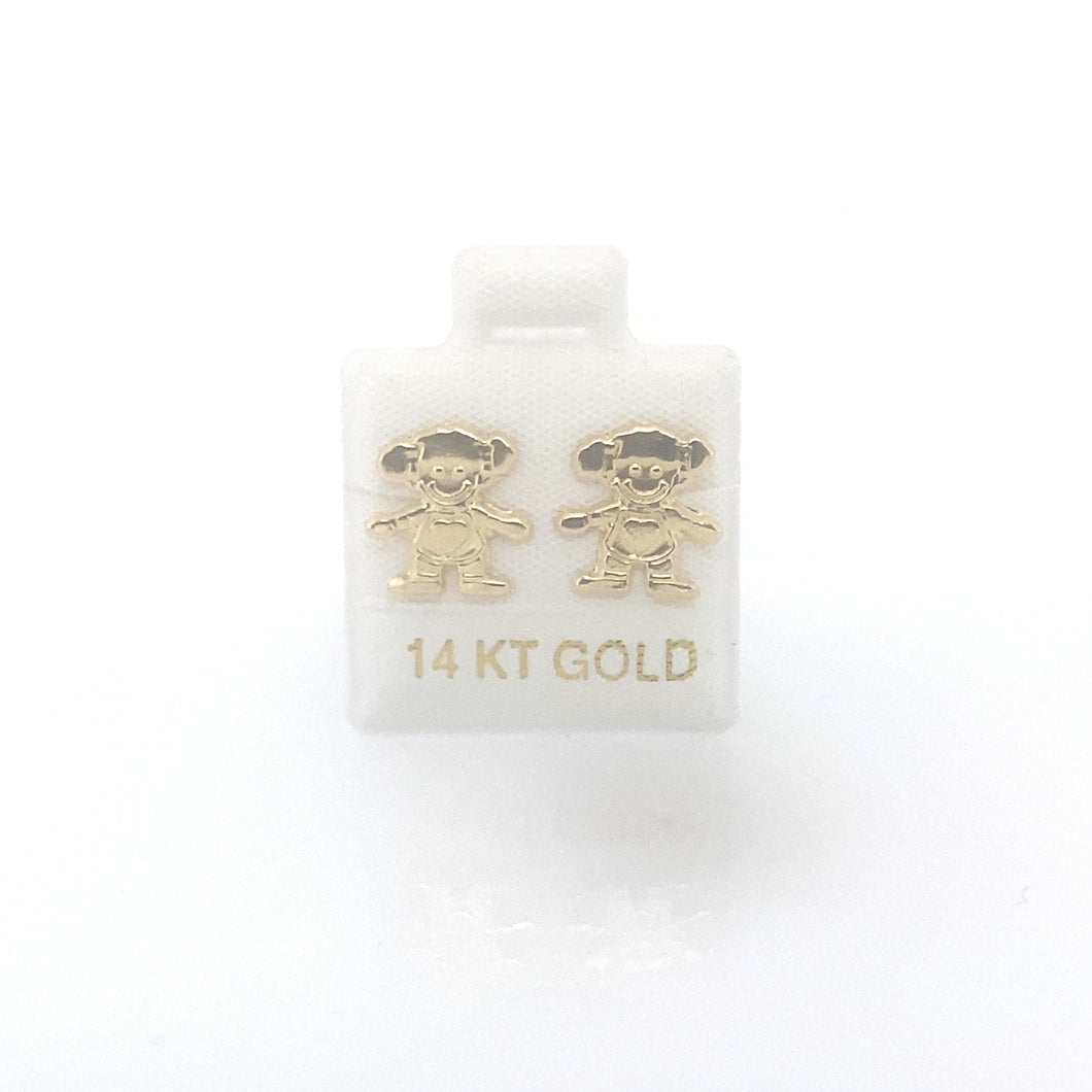 14k Gold Girl Stud Earrings