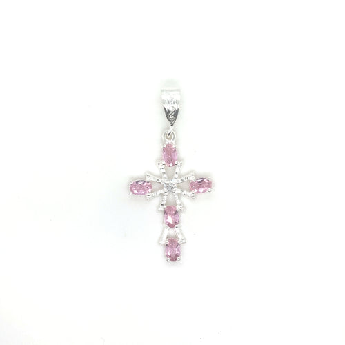 Sterling Silver Pink Cross Pendant