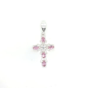 Sterling Silver Pink Cross Pendant