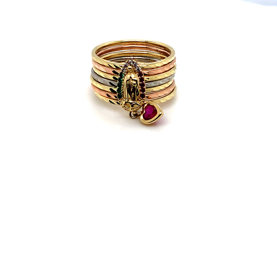14k Tri Gold Our Lady of Guadalupe Semanario Ring