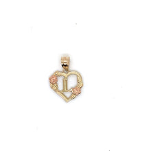 Load image into Gallery viewer, 14k Gold Heart Letter with Flowers Pendant