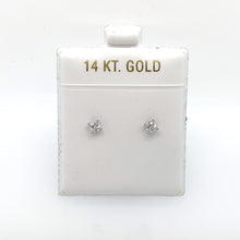 Load image into Gallery viewer, 14k White Gold Square Clear Cubic Zirconia Stud Earrings
