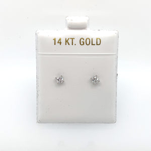 14k White Gold Square Clear Cubic Zirconia Stud Earrings