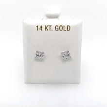 Load image into Gallery viewer, 14k White Gold Square Clear Cubic Zirconia Stud Earrings