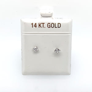14k White Gold Square Clear Cubic Zirconia Stud Earrings