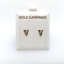 Load image into Gallery viewer, 14k Gold Stud Letter with Cubic Zirconia Studs