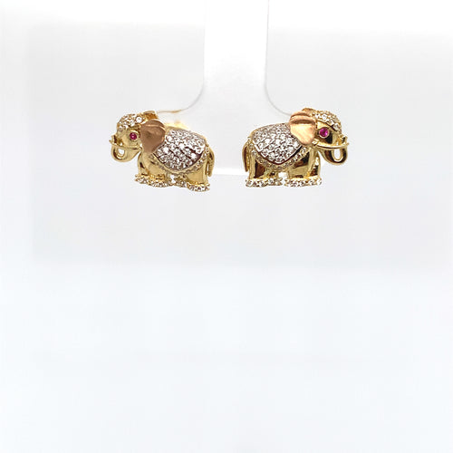 14k Gold Elephant Stud Earrings