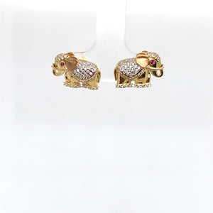 14k Gold Elephant Stud Earrings
