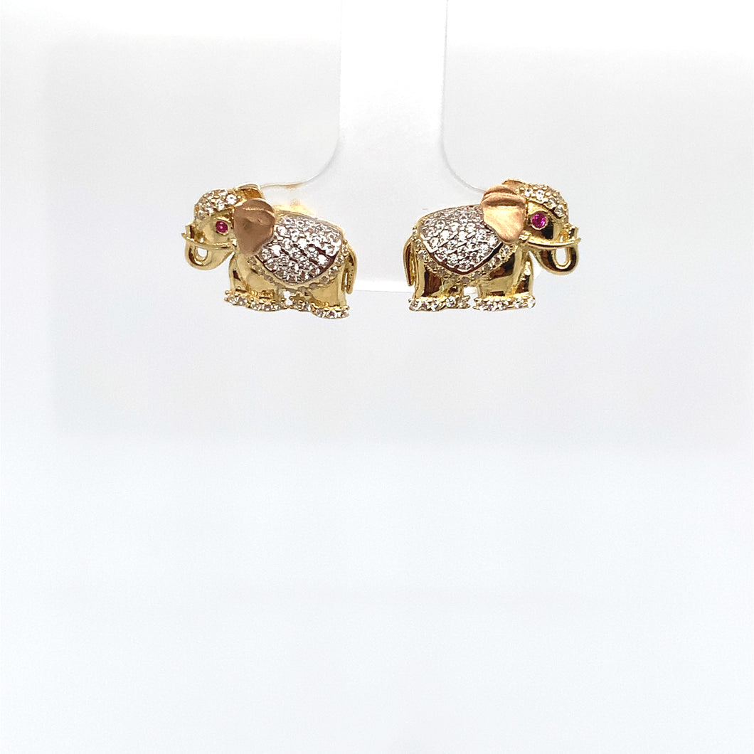 14k Gold Elephant Stud Earrings