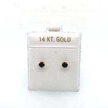 Load image into Gallery viewer, 14k Gold Black Round Cubic Zirconia Stud Earrings