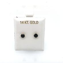 Load image into Gallery viewer, 14k Gold Black Round Cubic Zirconia Stud Earrings