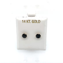 Load image into Gallery viewer, 14k Gold Black Round Cubic Zirconia Stud Earrings