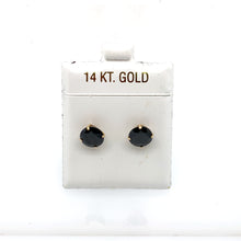 Load image into Gallery viewer, 14k Gold Black Round Cubic Zirconia Stud Earrings