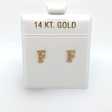 Load image into Gallery viewer, 14k Gold Stud Letter with Cubic Zirconia Studs