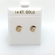 Load image into Gallery viewer, 14k Gold Stud Letter with Cubic Zirconia Studs