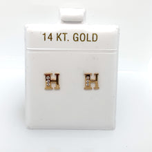 Load image into Gallery viewer, 14k Gold Stud Letter with Cubic Zirconia Studs