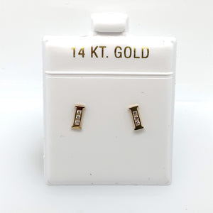 14k Gold Stud Letter with Cubic Zirconia Studs